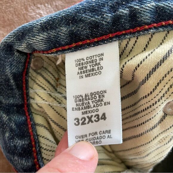 4 Stroke Denim Men's Blue Distressed Jeans Button Up Size 32/34 - Picture 11 of 14